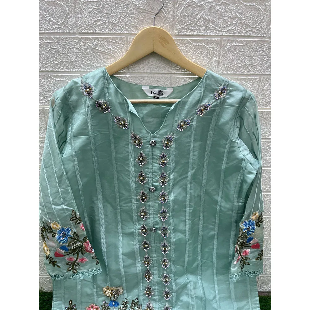 Modern Designer New Arrival Hand Work Kurti Pant With Dupatta Manufacture Indian Clothes Georgette Embroidery Work Salwar Suit
