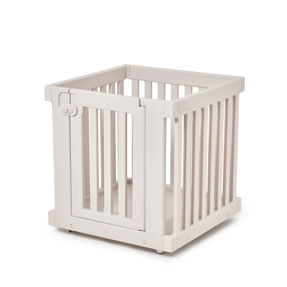 Takemehom Mobile Petroom pet dog gate fence panel kennel cage house enclosure playpen safety plastic indoor wheels Beige White