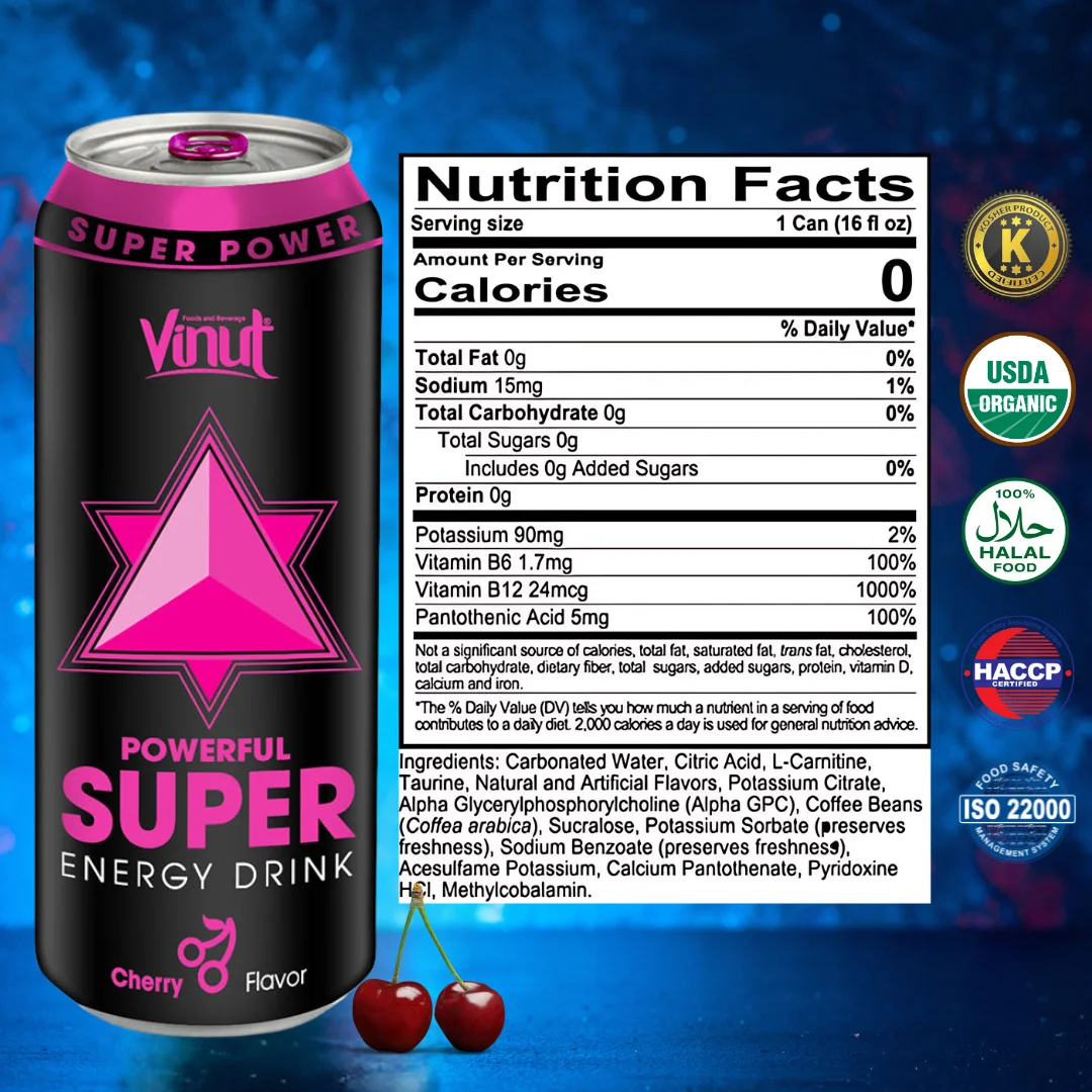 Энергетический напиток 500 мл разные вкусы (24 упаковки) без сахара полезный витамин С незаменимый А электронные витамины оптовый поставщик OEM