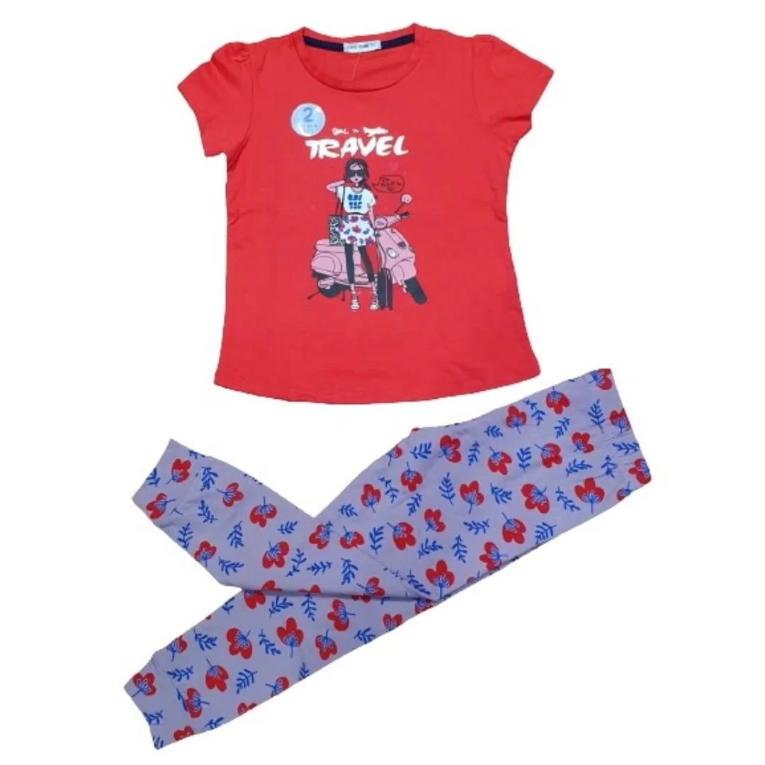 brand girls 95% cotton 5% spandex top-bottom set (Ready stock)