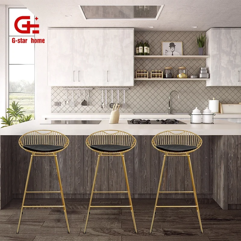 Modern Gstar Home Furniture High Bar Chair Wire Bar Chair Cheap Metal  Metal Wire Bar Stool for Counter