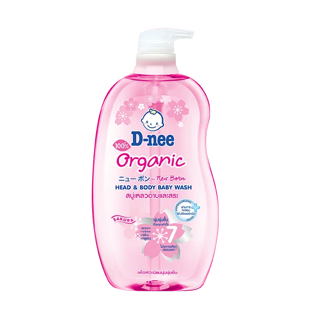 D-Nee Organic for Newborn Pure Head & Body Gel Baby Wash Soften Baby Extra Gentle for Babies with All 7 Qualities Bottle 800 ml