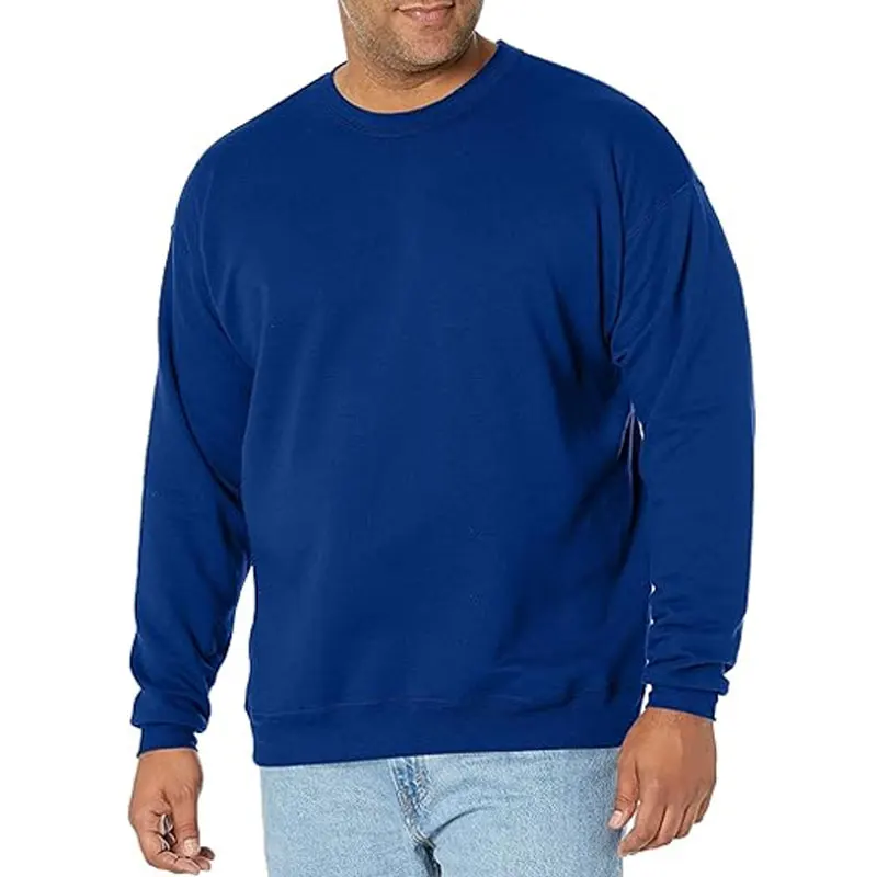 Men Plain Blank Crew Neck Fleece Pullover Sweater Royal Plus Size Adult Heavy Blend Sweatshirt