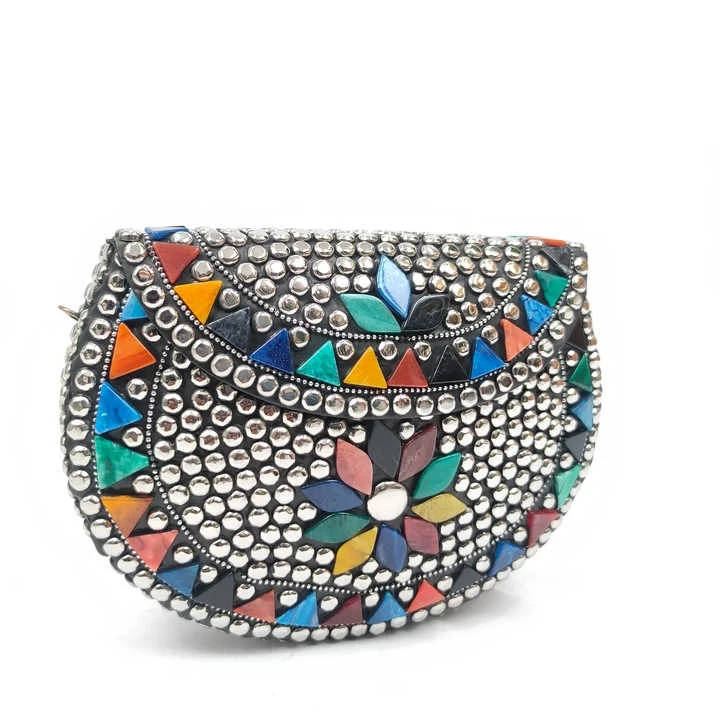 Ele High Quality Handmade Metal Clutch for Women Premium Gift Option with Chain Decoration