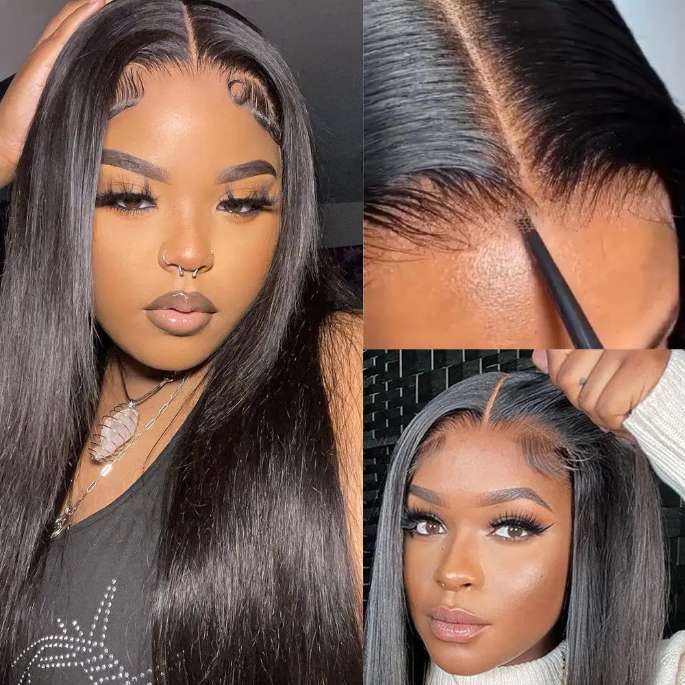 Lace Closure Frontal With Baby Hair Bundles Available Brazilian Hair Closure Straight Bundles With Closure Front Human Hair Wigs
