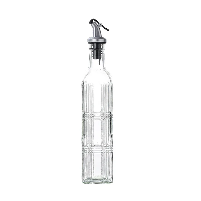 In-Stock Square Kitchen Organizer Glass Oil Cruet Olive Oil Seasoning Bottle Oil and Vinegar Dispenser