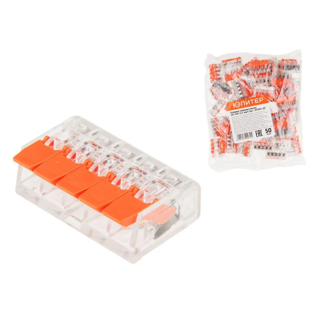 JP 50pcs CK-415 2.5 mm2 4 mm2 380V 5 Pins Wire Push Connector Push-in Electrical Terminals Electric Cable Connection