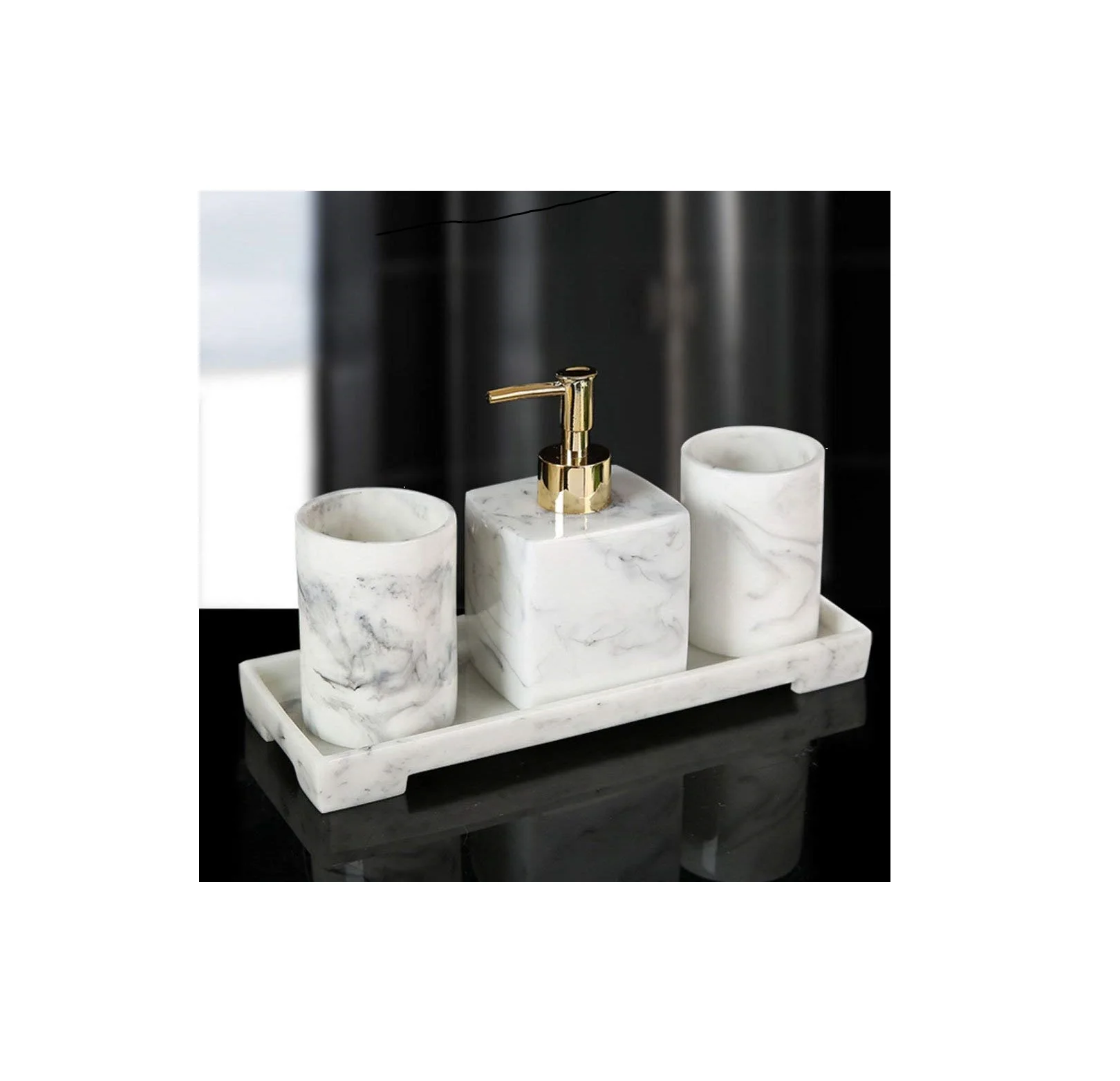 Decorative And Attractive White Marble Soap Dispenser and Lotion Dispenser bottle villa model room bathroom accessories