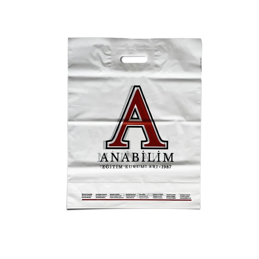 MDPE Disposable Wholesale Reinforced Die Cut Plastic Bag with Logo for Shopping from the Manufacturer