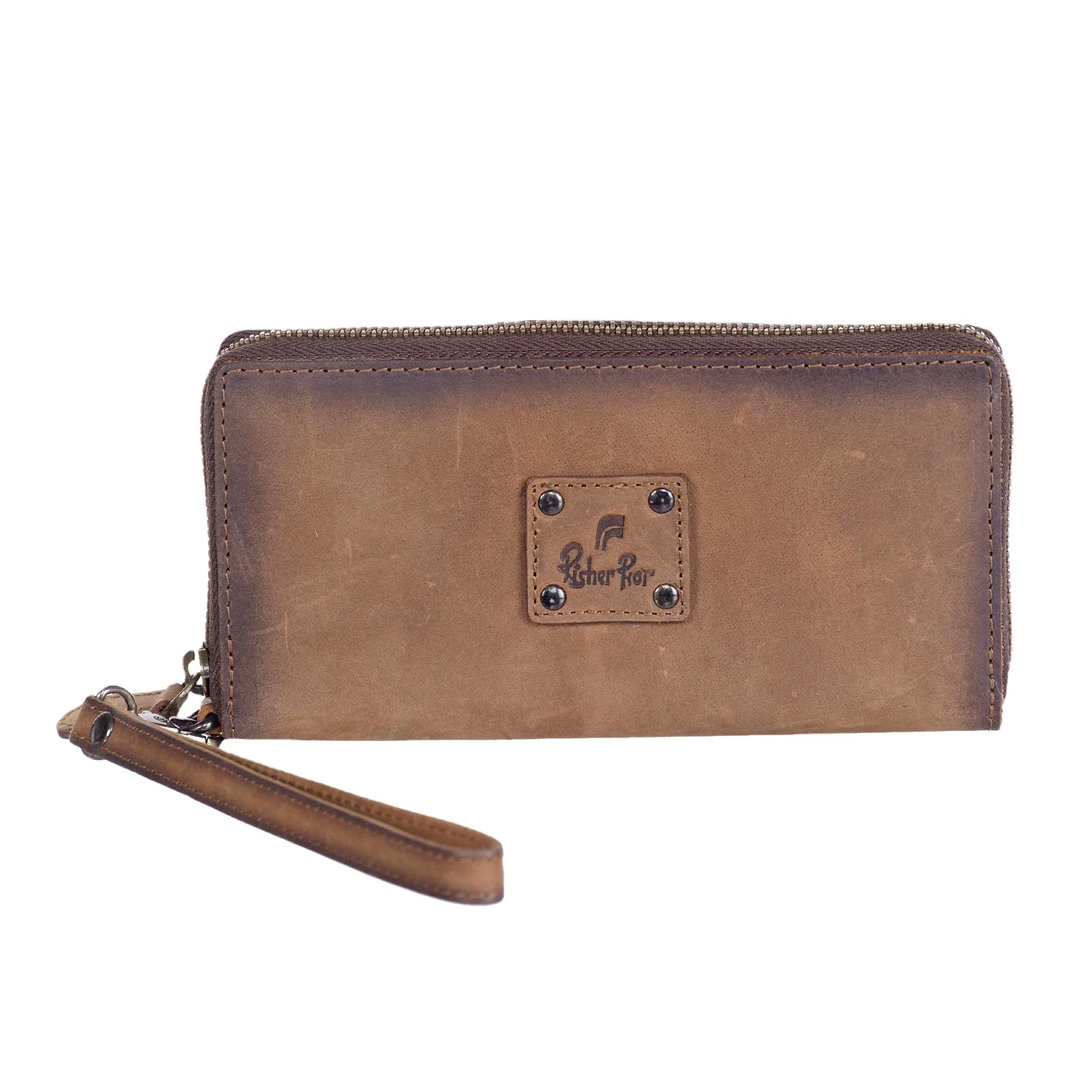 Oil Wax Leather Burnt Burnish Edge Women Clutch Wristlet Purse Western Vintage Rugged Fashion Factory direct Export Form India