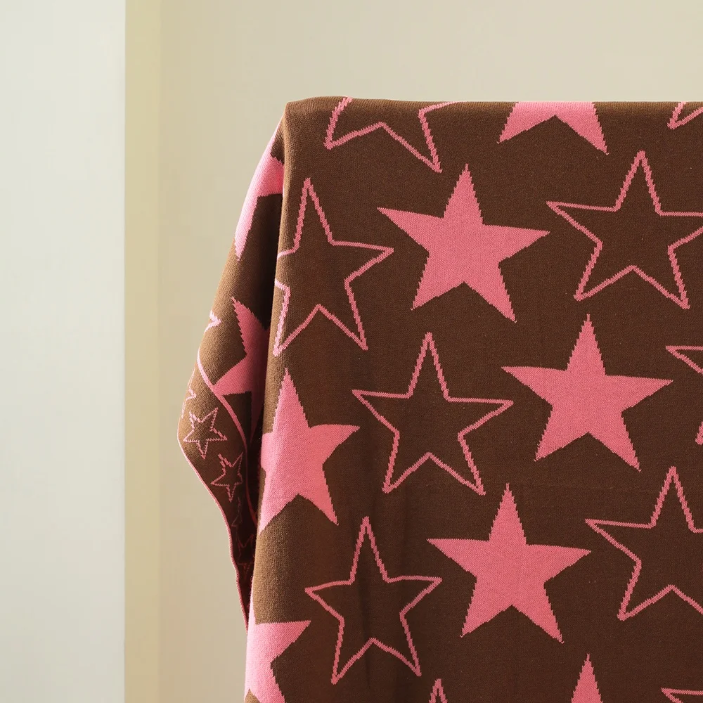 Adorable Brown Star Knitted Baby Blanket High Quality Washed Cheap Stretchy Smooth Throw Online Newborn Baby Wrap