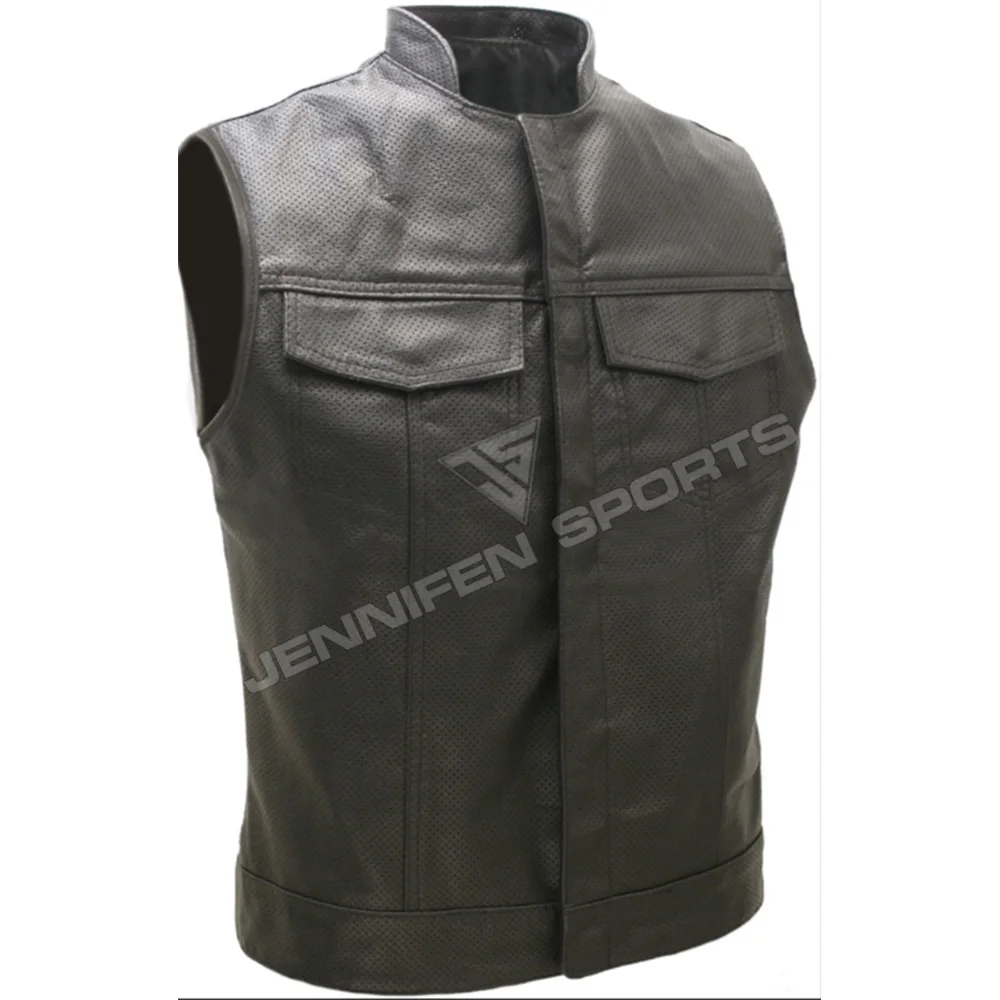 Men Vest Black Biker Motorcycle Hip Hop Waistcoat Male Faux Leather Punk Solid Black Spring Sleeveless Leather Vest