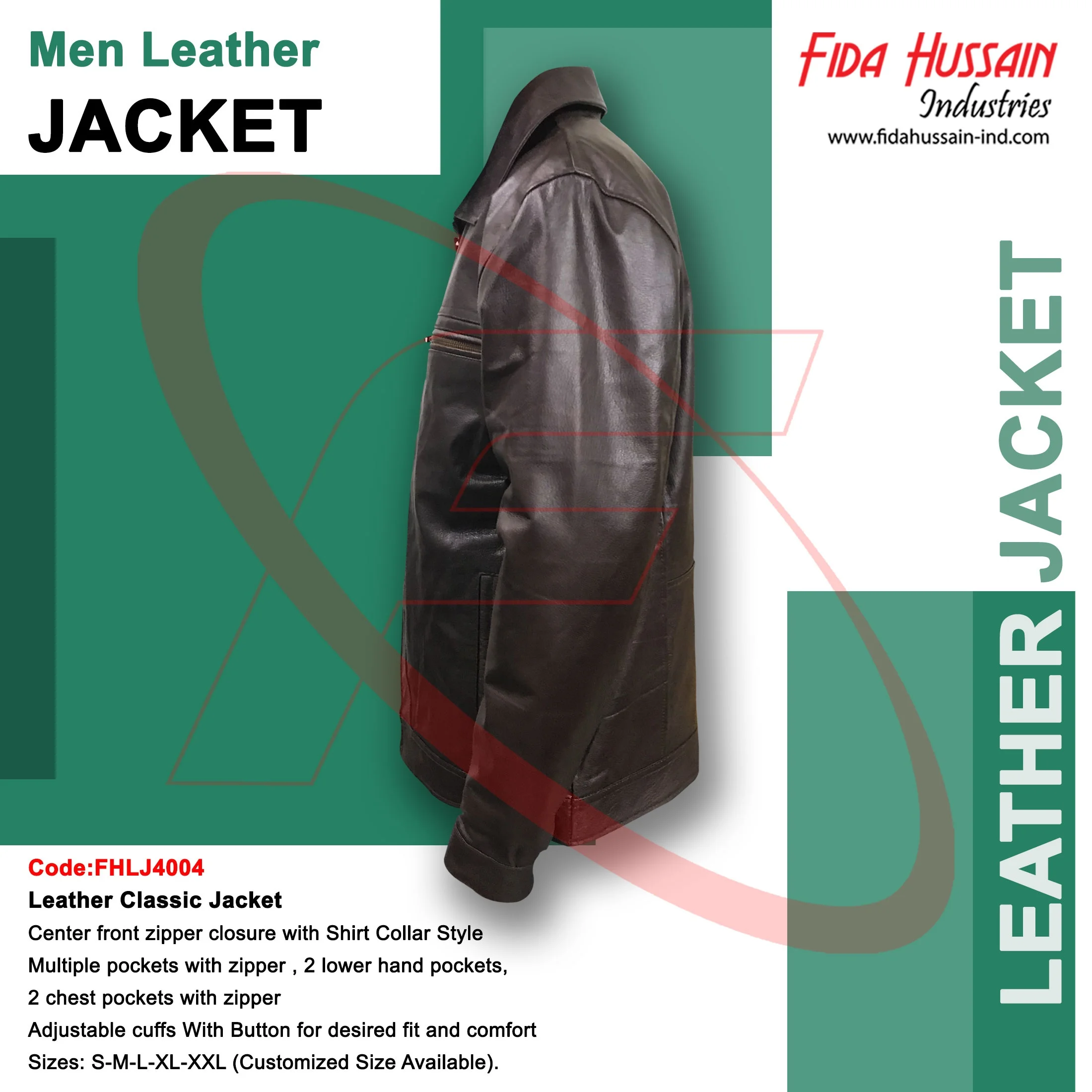 Fida Hussain Industries Brown Leather Men Classic Jacket Men Fashion Style Brown Leather Jacket Real Leather Jacket Collection