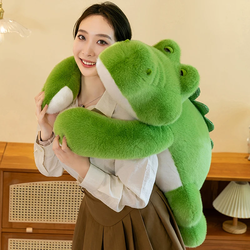 Super Soft Crocodile Shaped Stuffed Animal Toy Pillow PP Cotton Filled Embroidered Unisex Perfect Birthday Gift Home Use Wrapped
