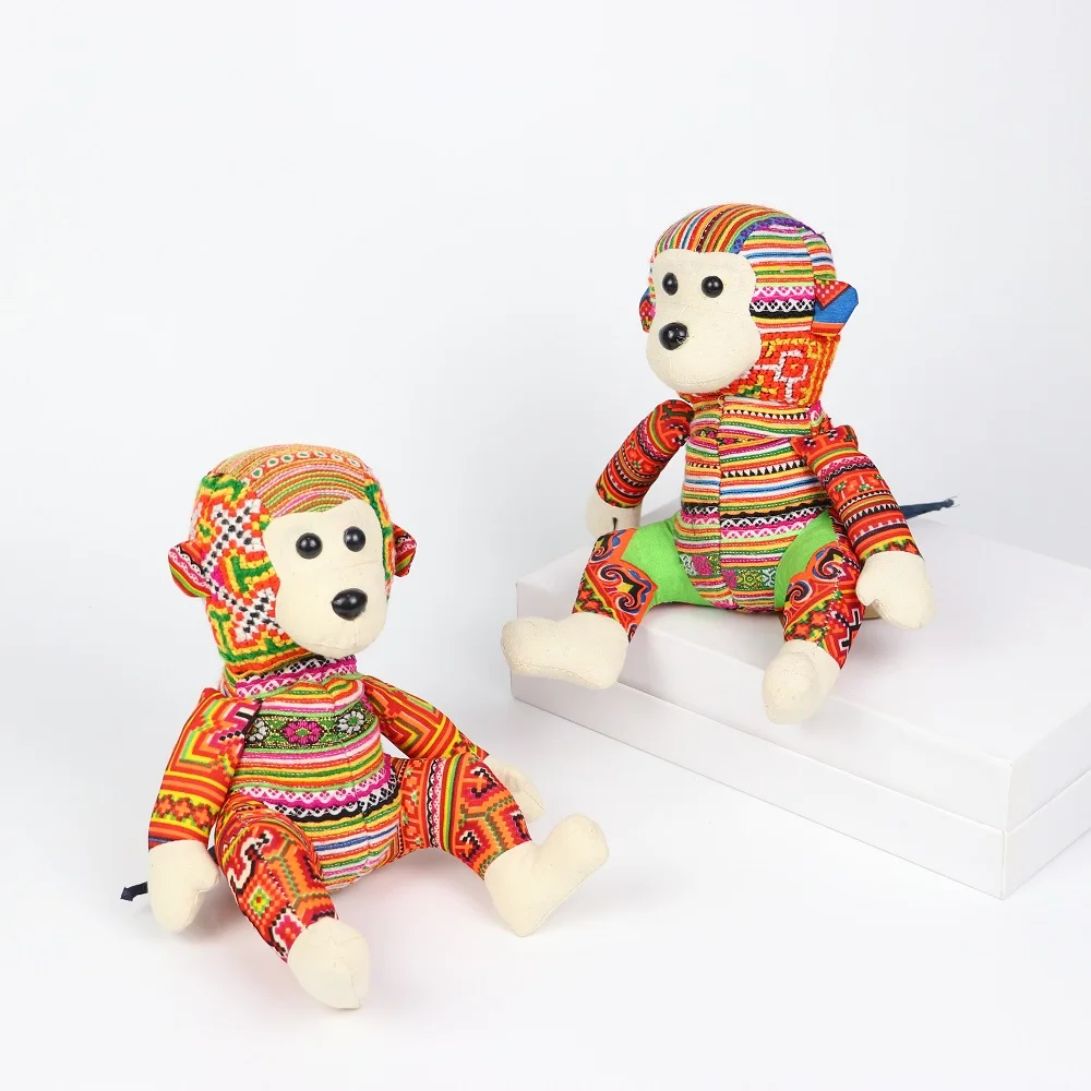 20cm - 30cm Unisex Toys & Hobbies Handmade Brocade Mong Sapa Ethnic Monkey - size S Stuffed Animal Toys