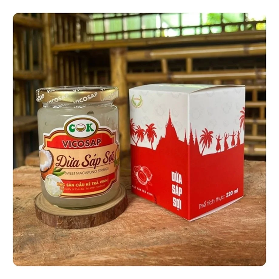 Preserved Glass Jar Good Price 240g Vietnam Conventional Macapuno Coconut Strings Sweet Jam Vicosap Topping Milk Tea