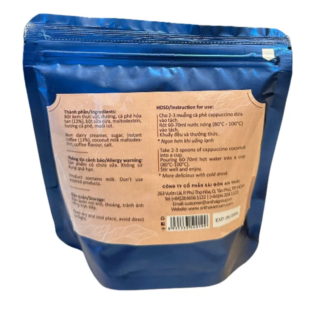 Оптовая продажа 25 кг/пакет бесплатный образец прямой производитель без добавления пищевых красителей очень вкусный кокосовый молочный растворимый кофе 3 в 1