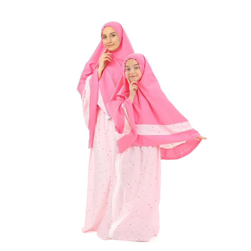 Hot sale kids muslim dress for girls printed middle east arab long sleeve prayer ethnic clothing