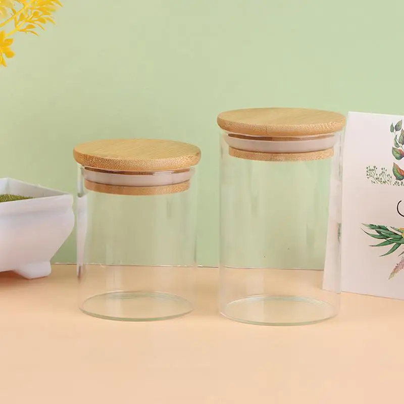 Transparent Glass Storage Tank Food Container With Bamboo  By KSN