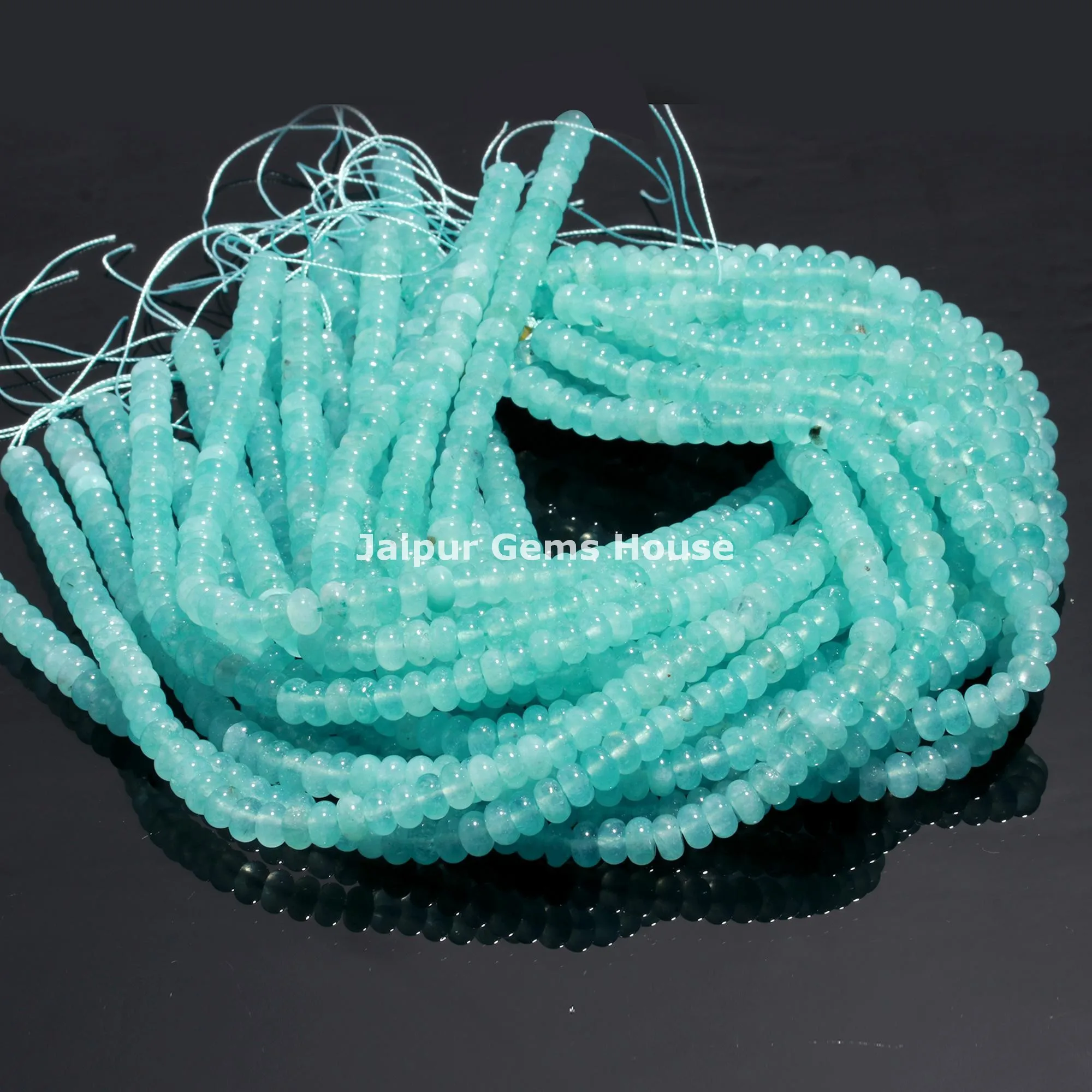 Natural Aqua Chalcedony Smooth Rondelle Shape 8mm Beads  Aqua Chalcedony Gemstone Beads Blue Gemstone Beads for Necklace Jewelry