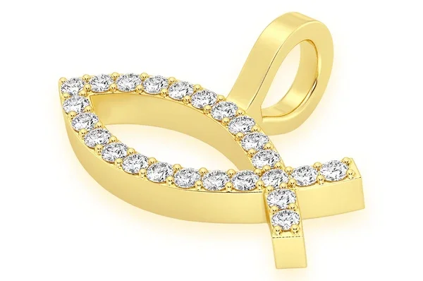 New High Quality Lab Grown Diamond Fish Pendant Trendy Cluster Iced Out Pendant Micro Pave Diamond Christian Fish Pendant