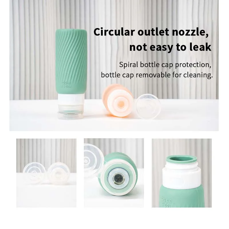 Eco-Friendly Clear Silicone Travel Bottles with Suction Cup Bases - Compact, Portable, and Leak-Resistant for Air Travel