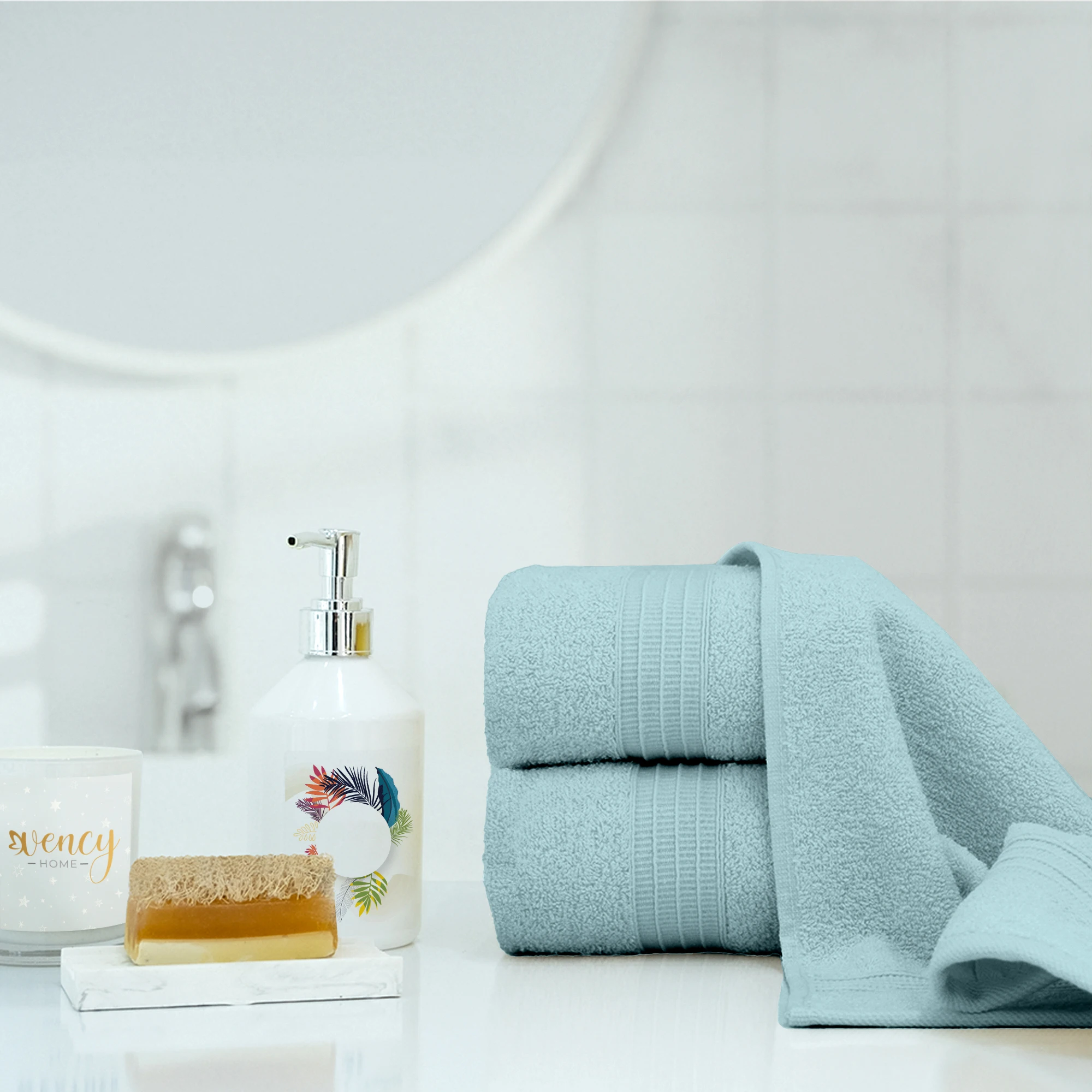 Premium Quality Absorbent 100% Turkish Cotton Towel Set 600 gsm 2 piece Bathroom Set With Border Worldwide Shipping Best Price