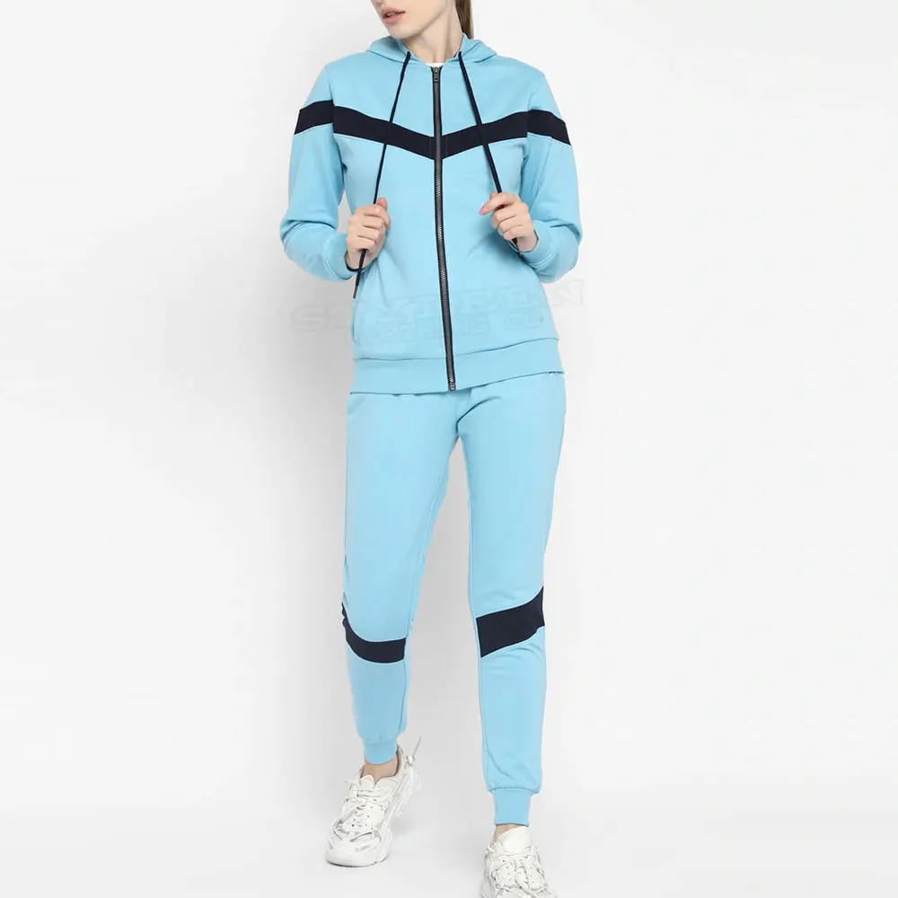 Fashion OEM Custom Women Plain Jogging Tracksuits Lightweight Warm Tracksuit Cheap Price Women Tracksuit