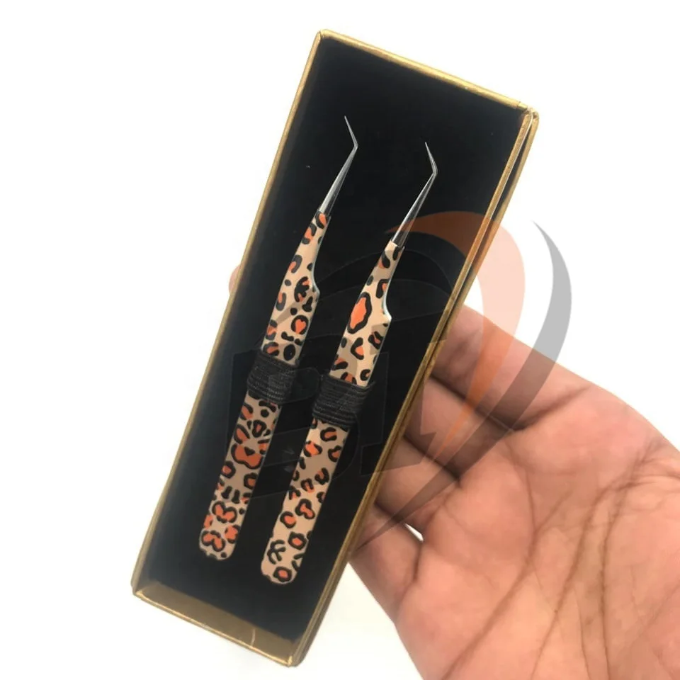 45 Degree Paper Coated Eyelash Extension Tweezers Custom Logo Strong Grip Sustainable Steel Model Applicator