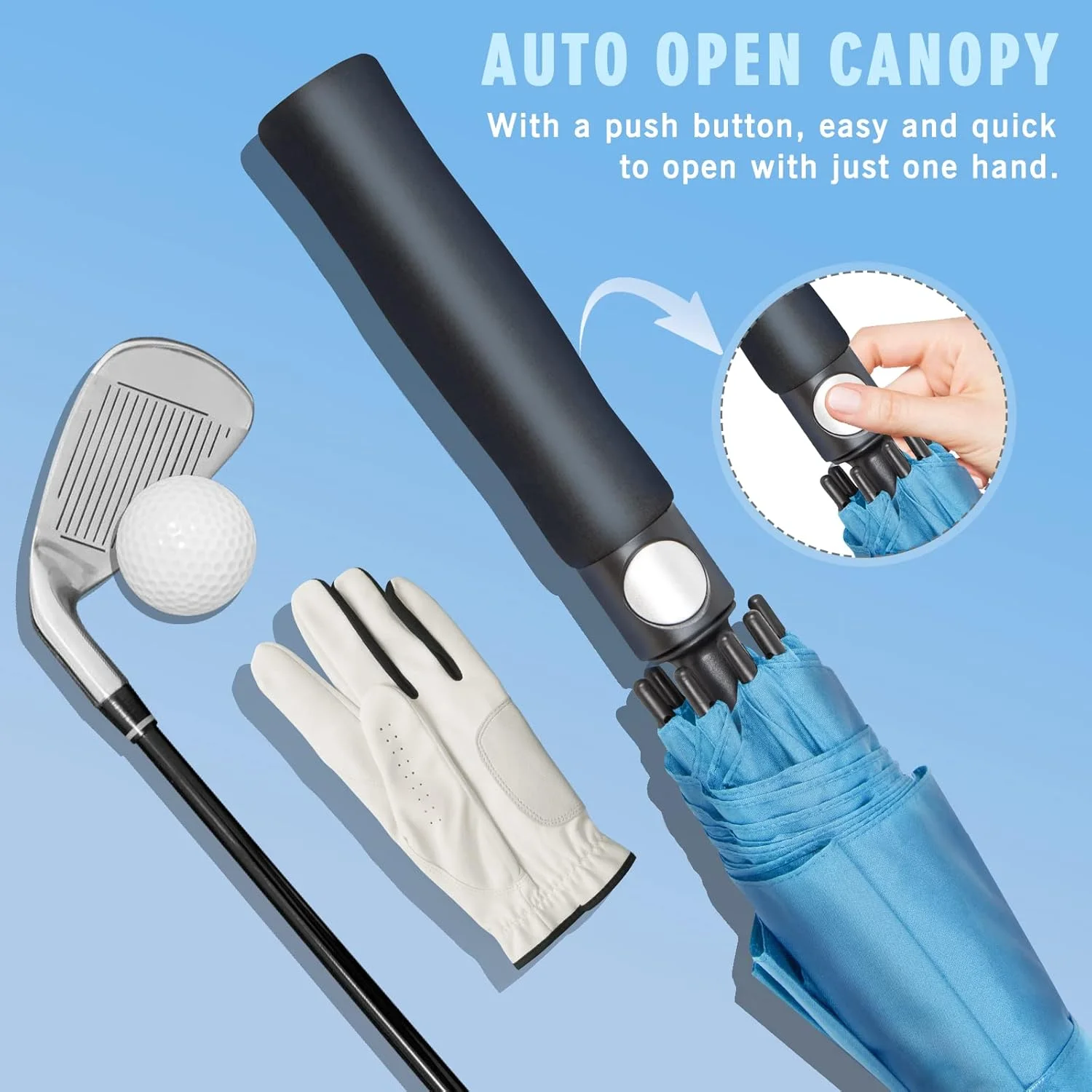 Customizable Straight Mast Long Automatic Open Double Layer Golf Umbrella Various Sizes Anti UV Golf Umbrella