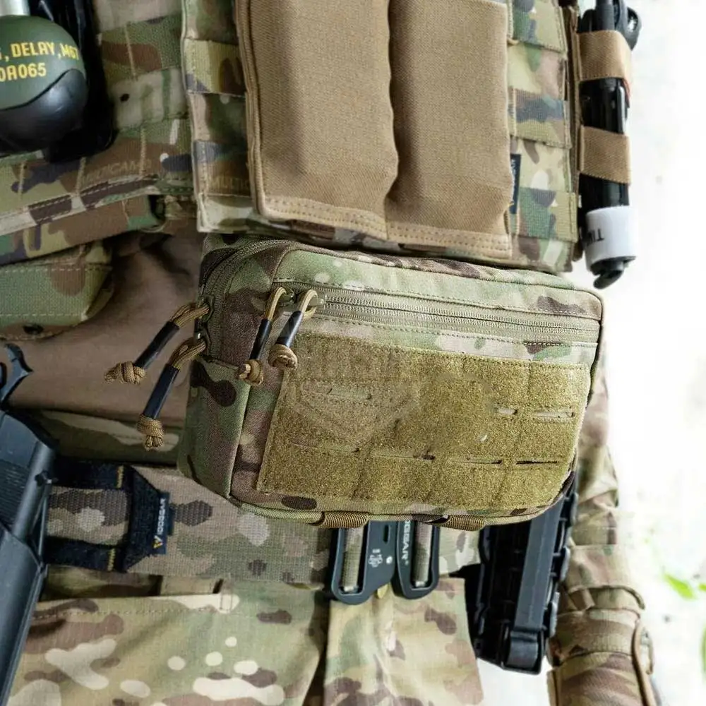 Abdominal Drop Pouch Dual-Purpose Carrying Kit EDC Bag with MOLLE Hook and Loop Panels use for Vest