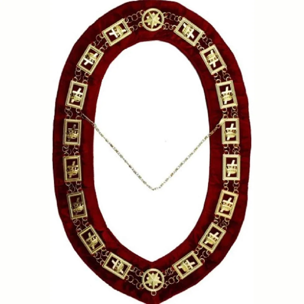 Masonic Regalia Royal Arch Chain Collar Custom Logo Gold/Silver Red Embroidered 3D Customized Wholesale Free Case Included