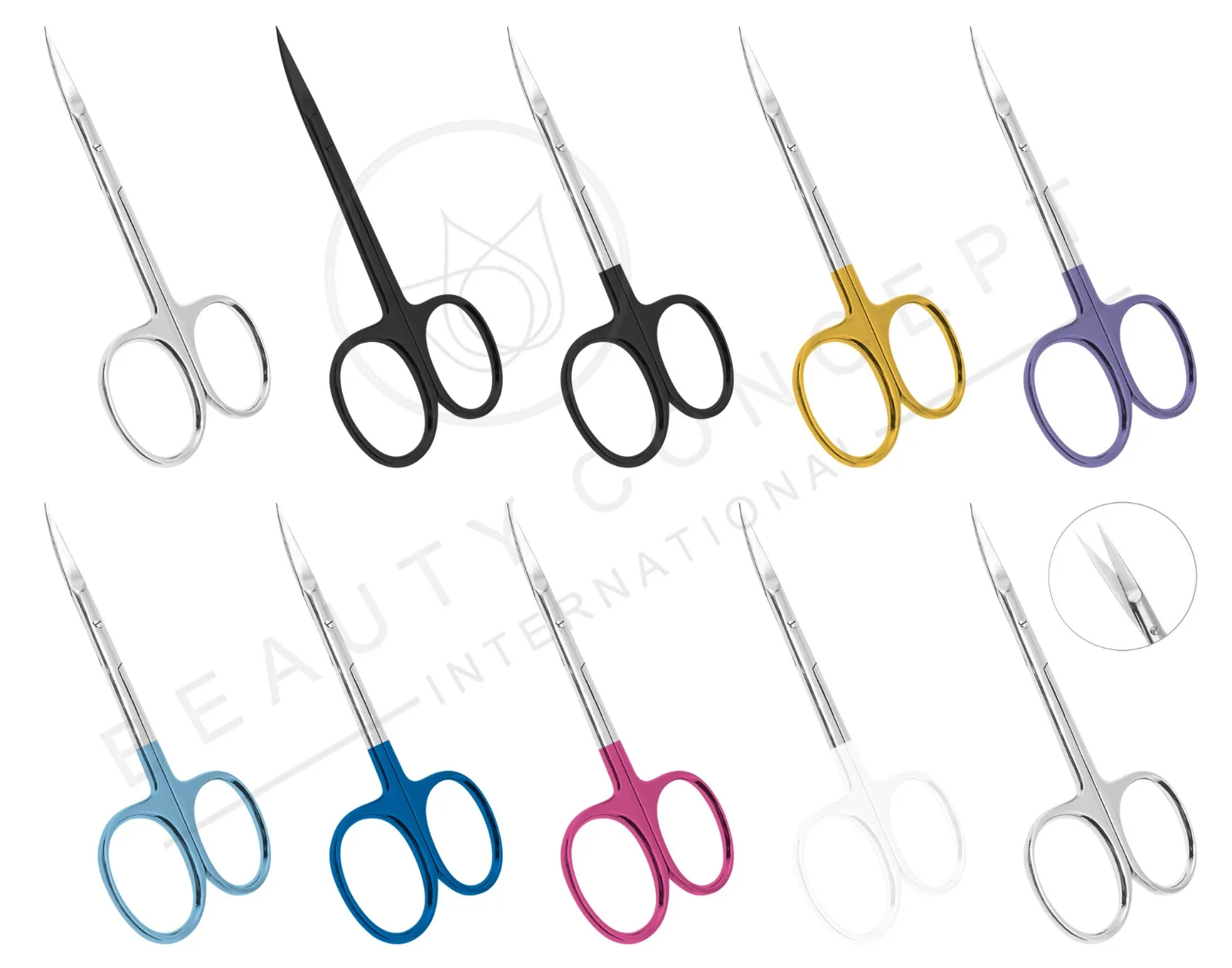 Colored Manicure Scissors Spring Action Russian Manicure Scissors/ Extra Sharp Fine Pointed Russian Cuticle Scissors