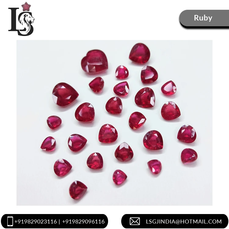 Calibrated Size 100% Natural Blood Red Reddish Pink Color Heart Shape Ruby Loose Gemstone for Jewellery from Indian Seller