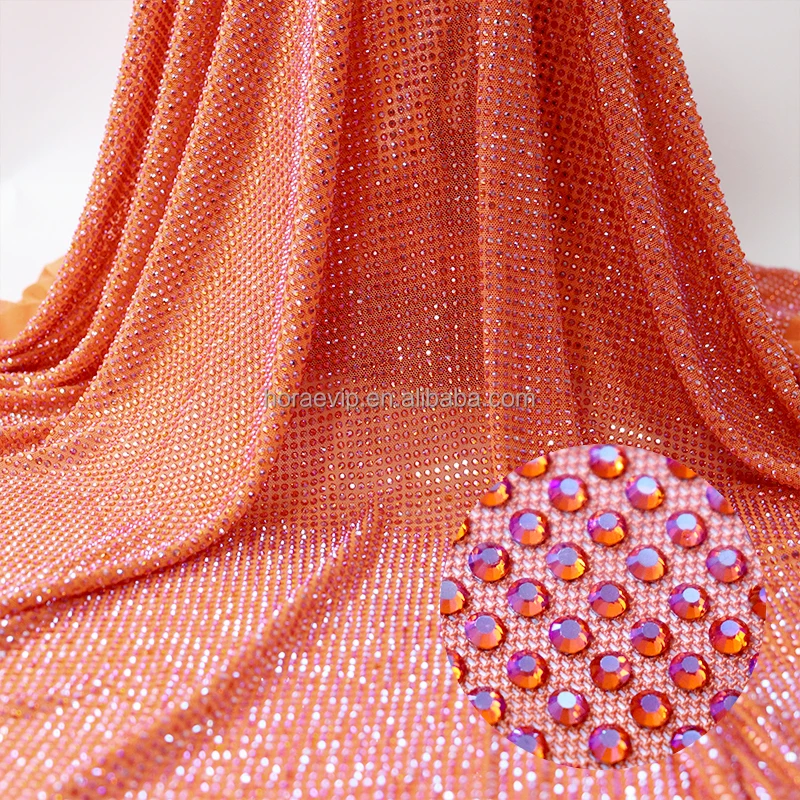 FB001 Glass Lace Crystal Mesh Fabric 1mm Spacing Bling Crystal Dance Fabric Embroidery Netting Rhinestone Fabric