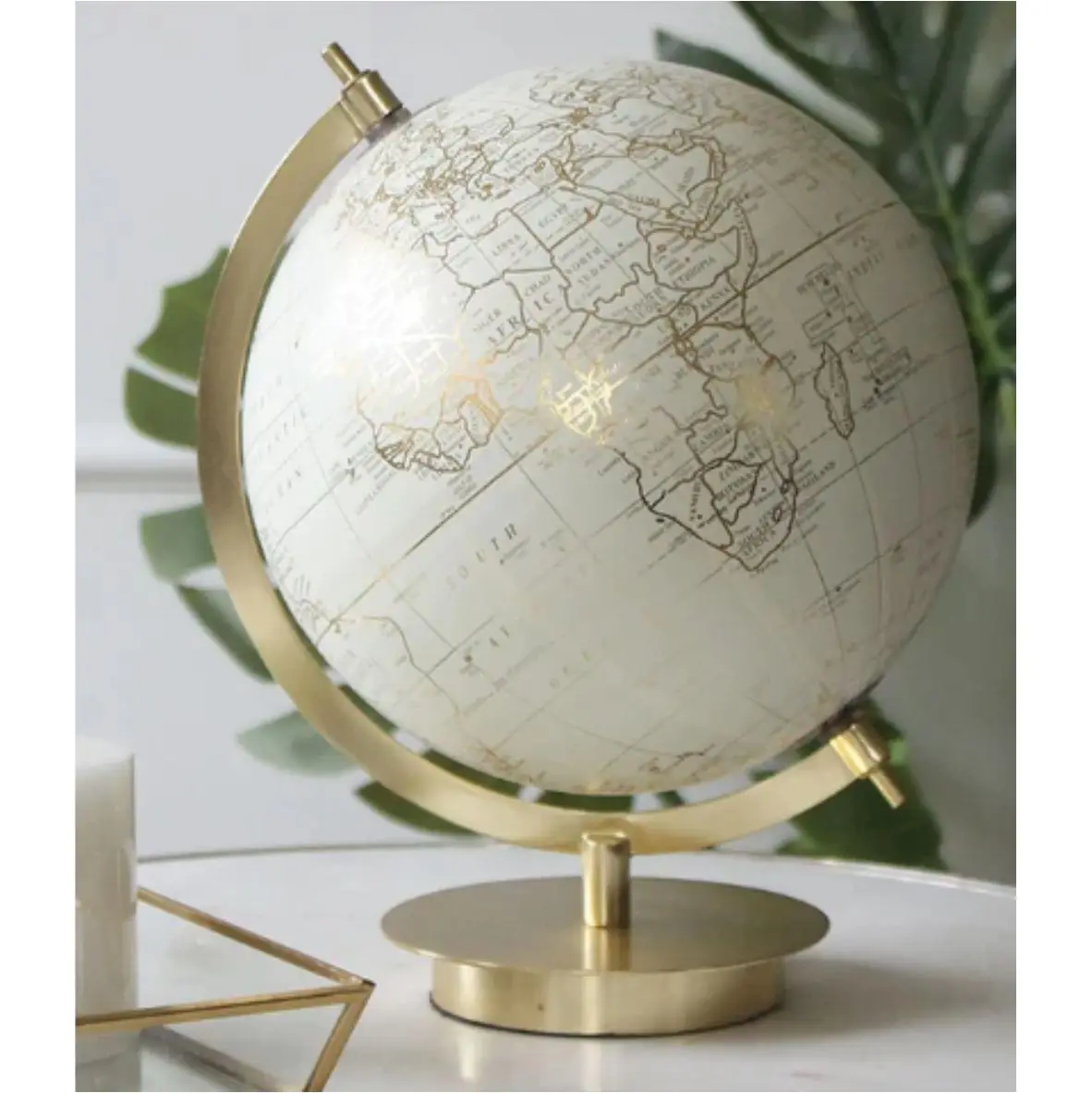 Modern Luxury Earth Globe with Vintage Style Wooden and Resin Material Iron Stand for Wall Decorative Christmas Holiday