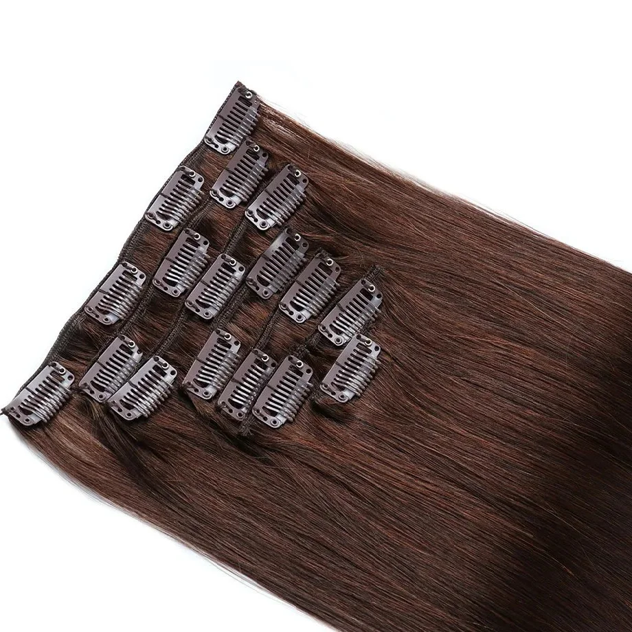 Raw Human Remy Virgin Hair Cuticle Aligned Seamless Clip In Hair Extensions