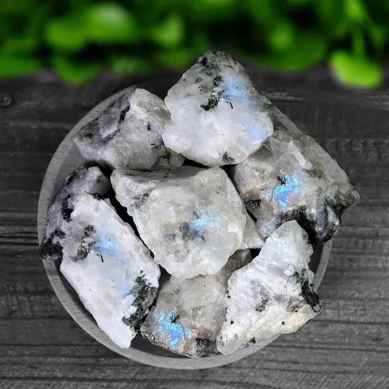 High Quality Moonstone Crystal Chunks Healing Gemstone Wholesale Minerals Raw Flashy Natural White Rainbow Moonstone Rough Stone