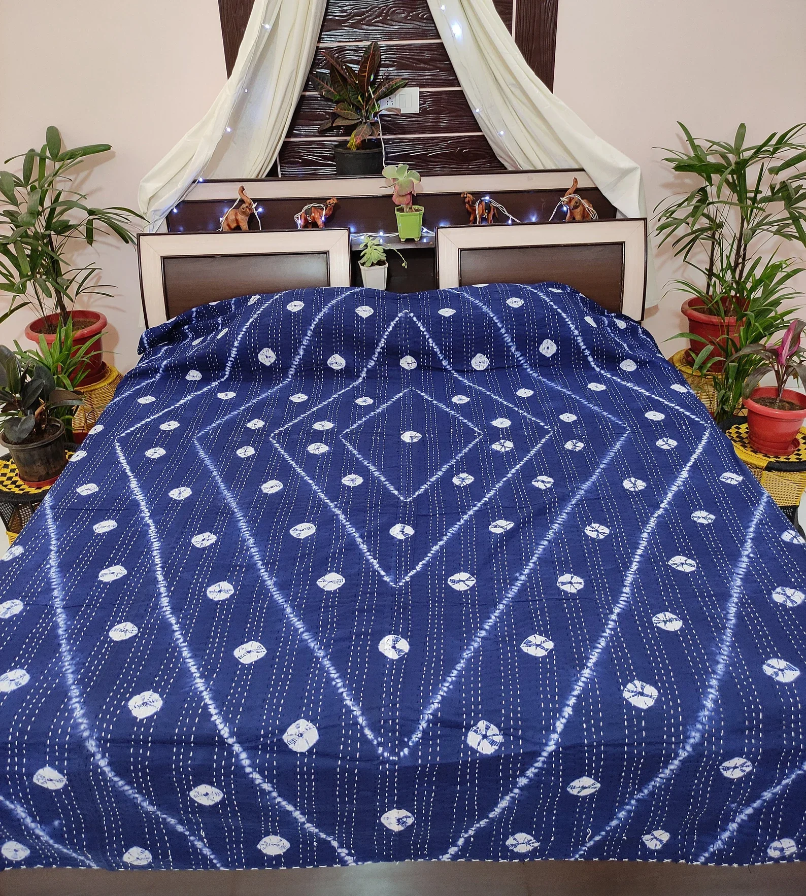 Постельное белье Kantha ручной работы мягкое 100% Хлопковое одеяло хиппи Канта натуральная краска индийское искусство винтажное