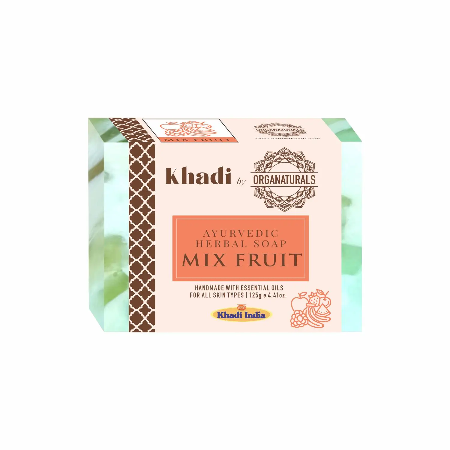 Khadi Ayurvedic Mix Fruit Handmade Soap Suitable for All Skin type - 125g