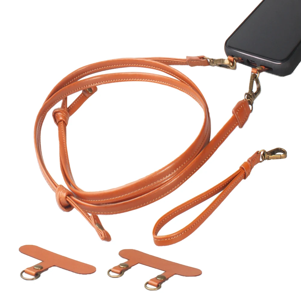 Ремешок Melei из искусственной кожи на шею для телефона через плечо с регулируемыми накладками на запястье для большего количества чехлов для смартфонов, ключей, ID