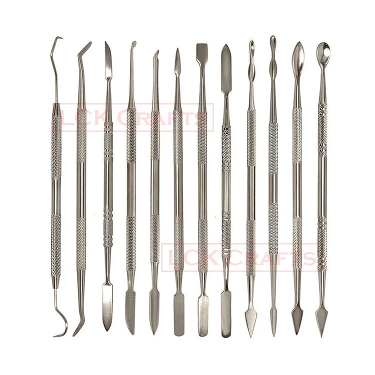 Double Ended Dental Wax Carvers Tools Modeling Sculpting Wax Carving Tools Set 12 Pcs Stainless Steel Wax Clay Sculpting Tools