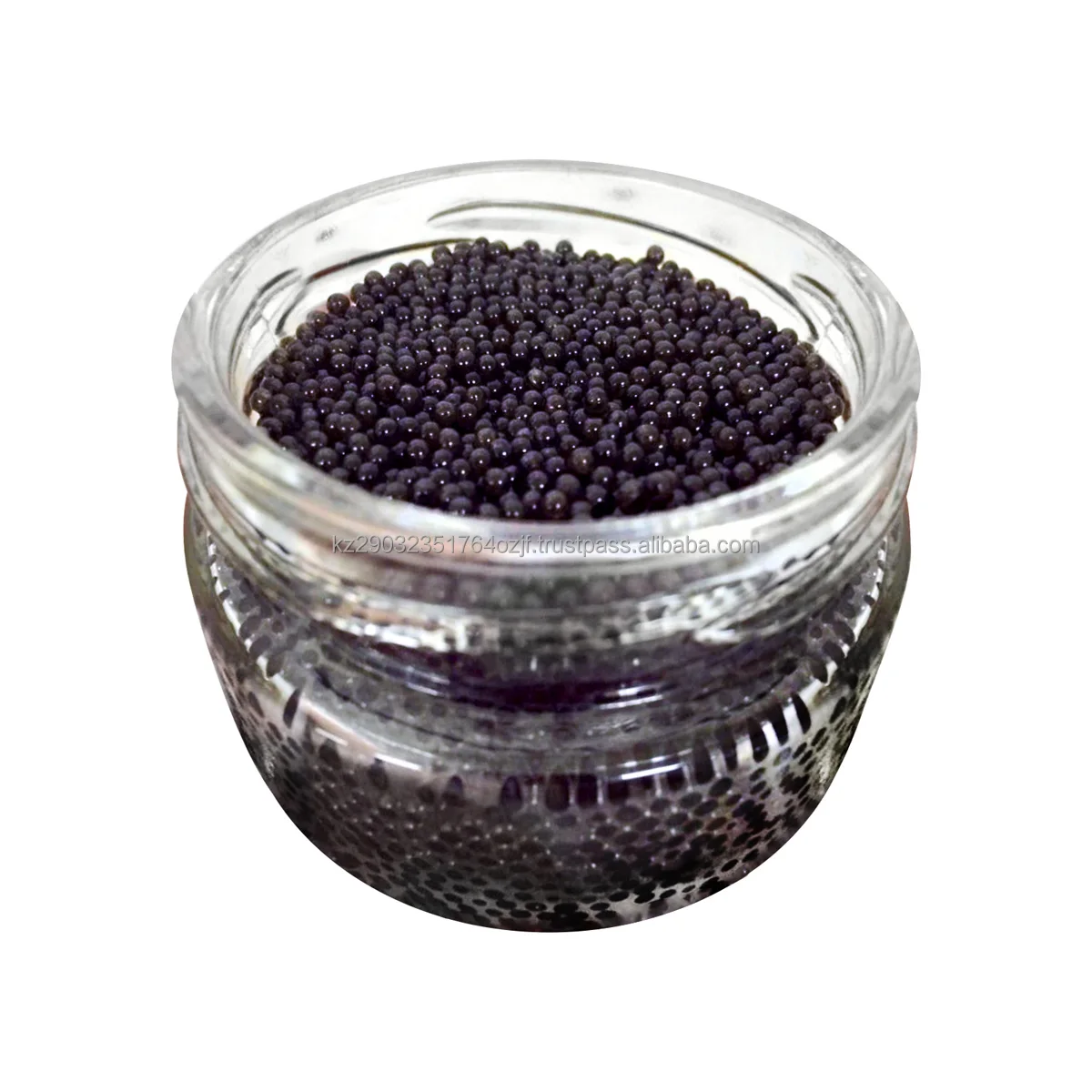 Gourmet farm-raised sterlet caviare pre-packed in glass jar from manufacturer
