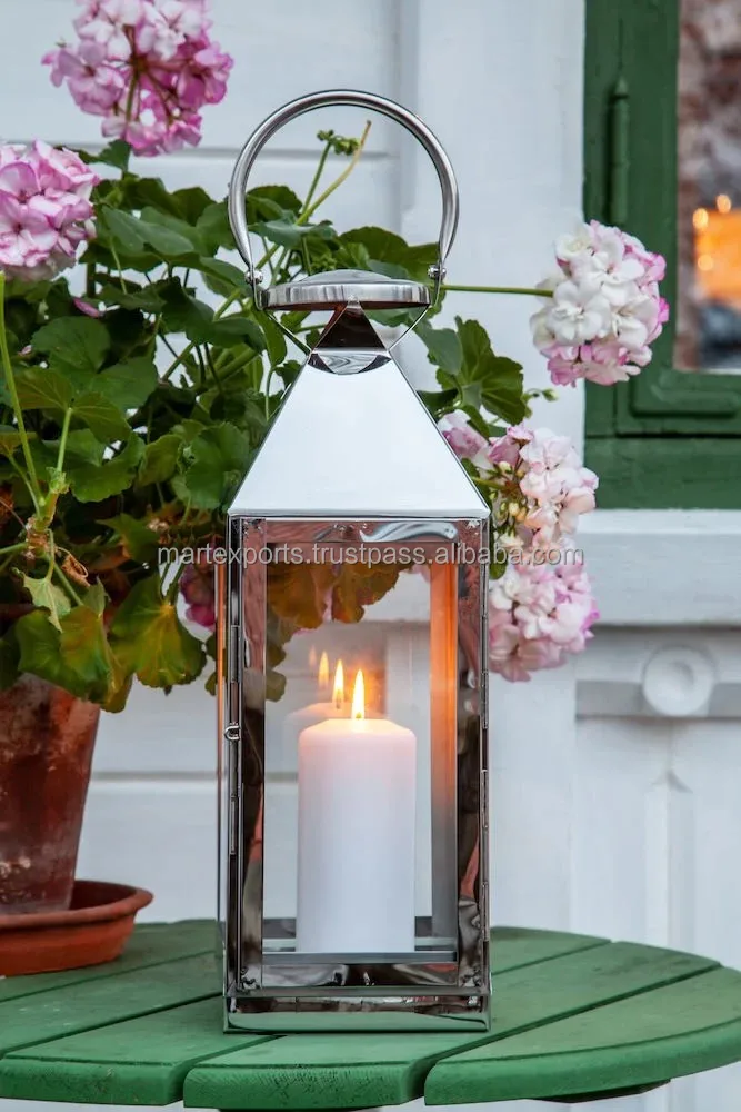 Stainless Steel Lantern in polish With Handle For Indoor And Outdoor Decor Stainless Lantern For Home Decor