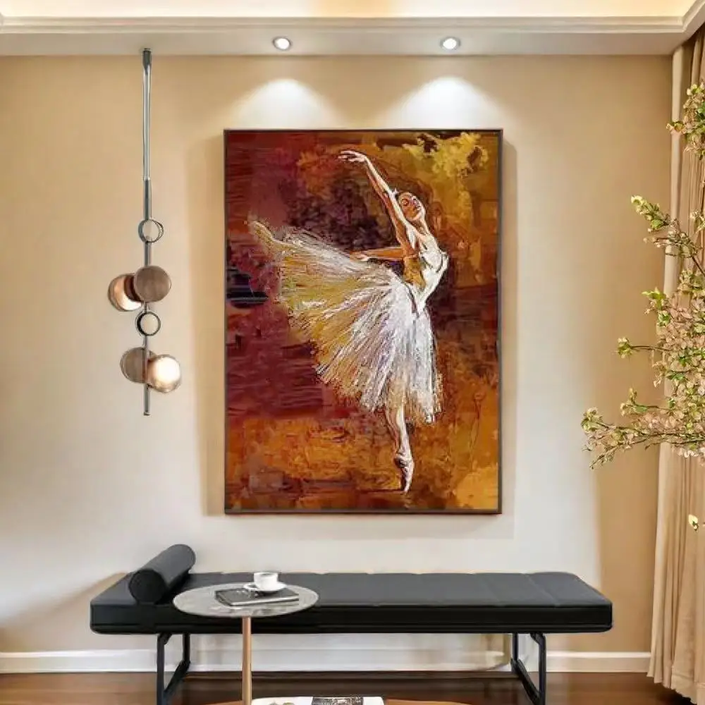 100% Real Hand Painted Oil Painting on Canvas , Abstract Ballet Dancer Girl Oil Painting, for Home Decoration, Gifts
