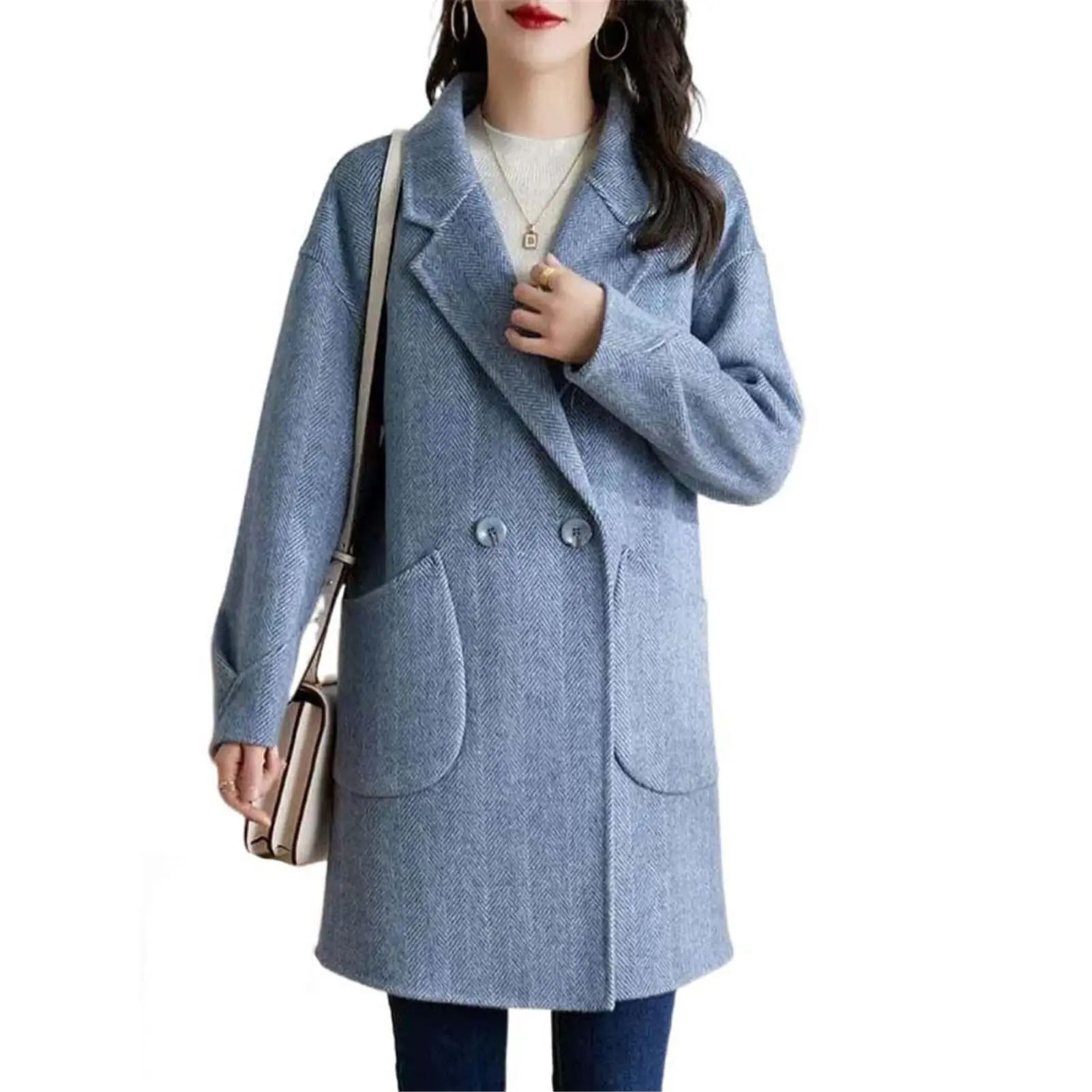 Wool Blends Women Winter Coat Fashion Jacket  Cotton Long Wool Jacket Women Autumn Winter 2023 Collar Double  Wool & Blends