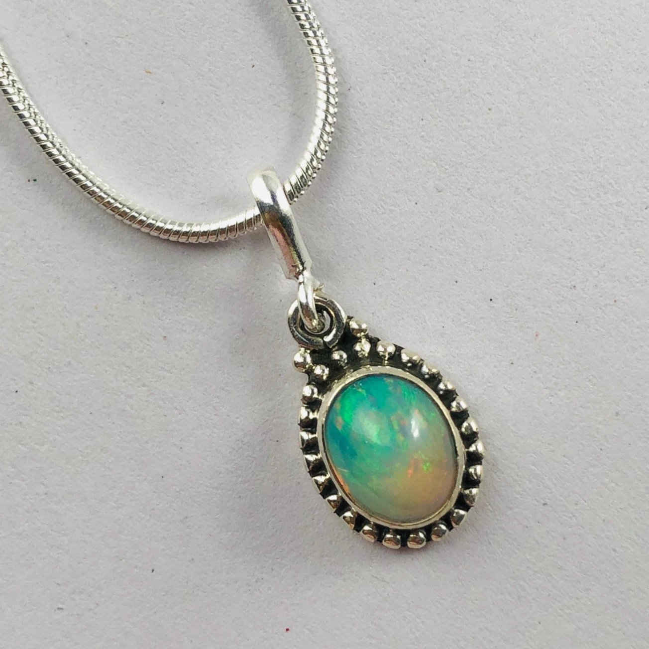 Trending Pure Ethopian Opal Gemstone Pendent Necklace Attractive Sterling Silver Charm Pendent With Natural Gemstone