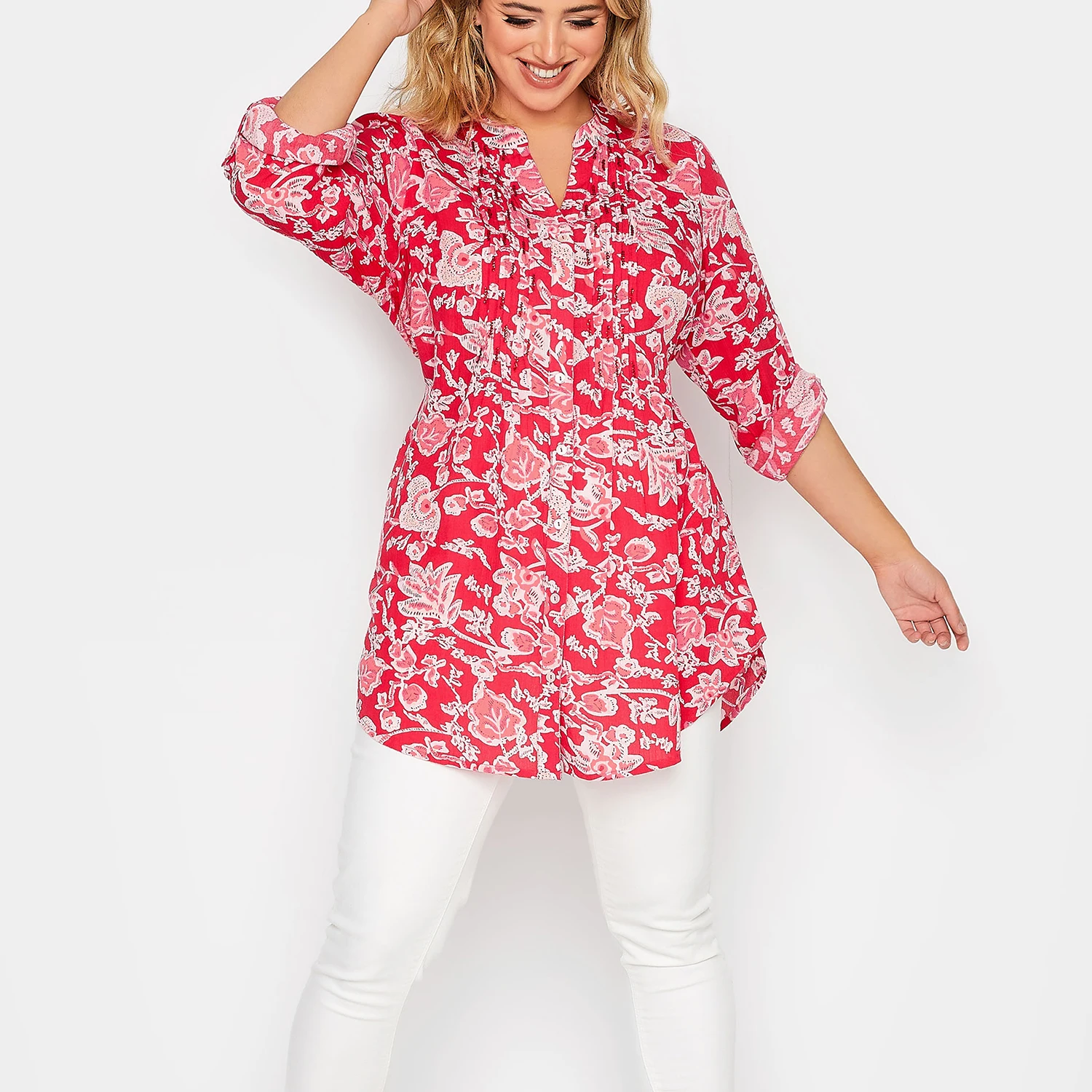 Custom Oversized beautiful print Blouses And Shirts Casual Blouses For Women Drop Shoulder Button Up Shirt Tops For Women