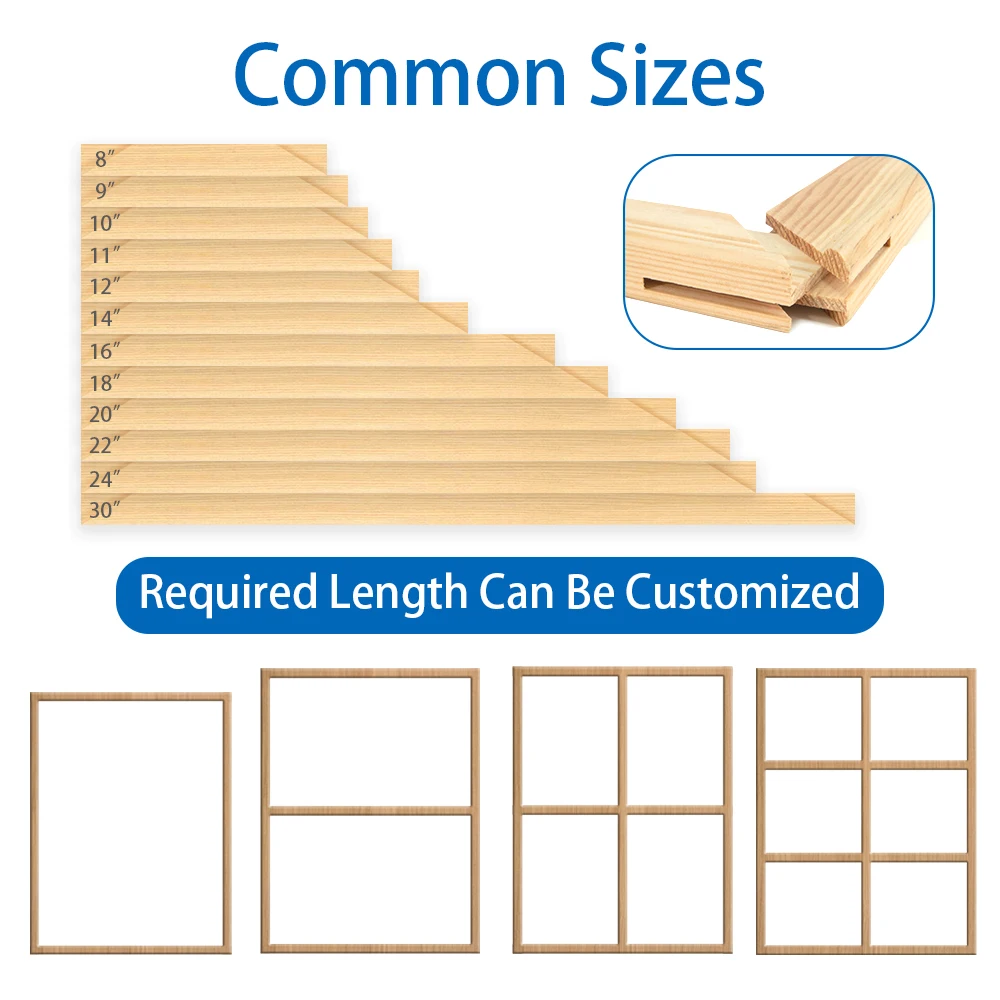 Canvas stretcher bar for wood frame 1.7x2.5cm Canvas Art Painting Frame Shaping Mixed Media DIY Canvas Frame