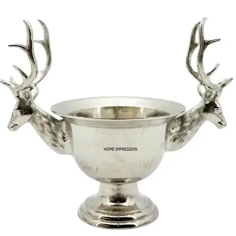 Silver Plated Hammered Design Hing On Demand Champagne Bowl Ice Tub With Handle Ice Bucket For Hotel Bars Serving Wine Cooler